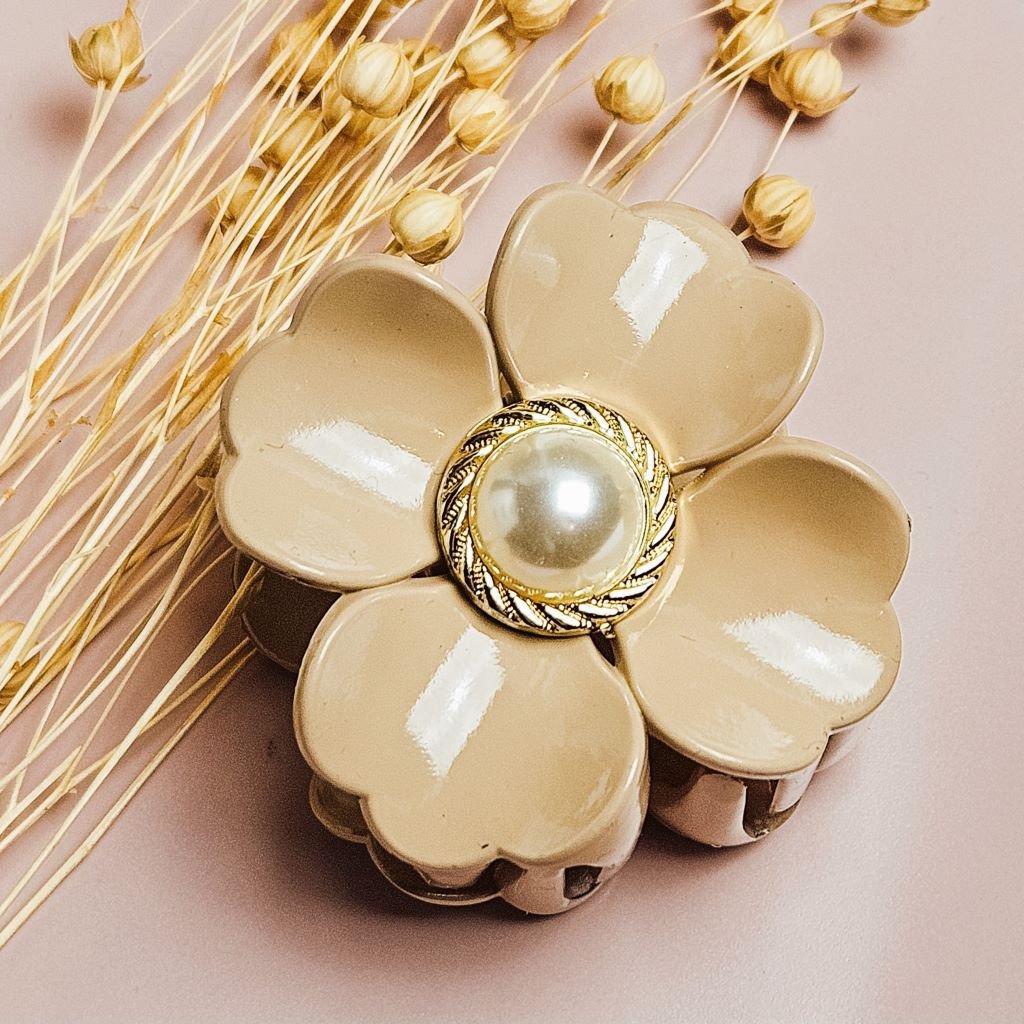 Fiore fermaglio per capelli beige