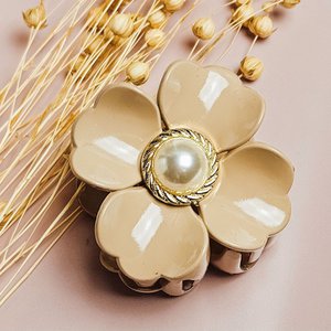 Haarklem bloem beige