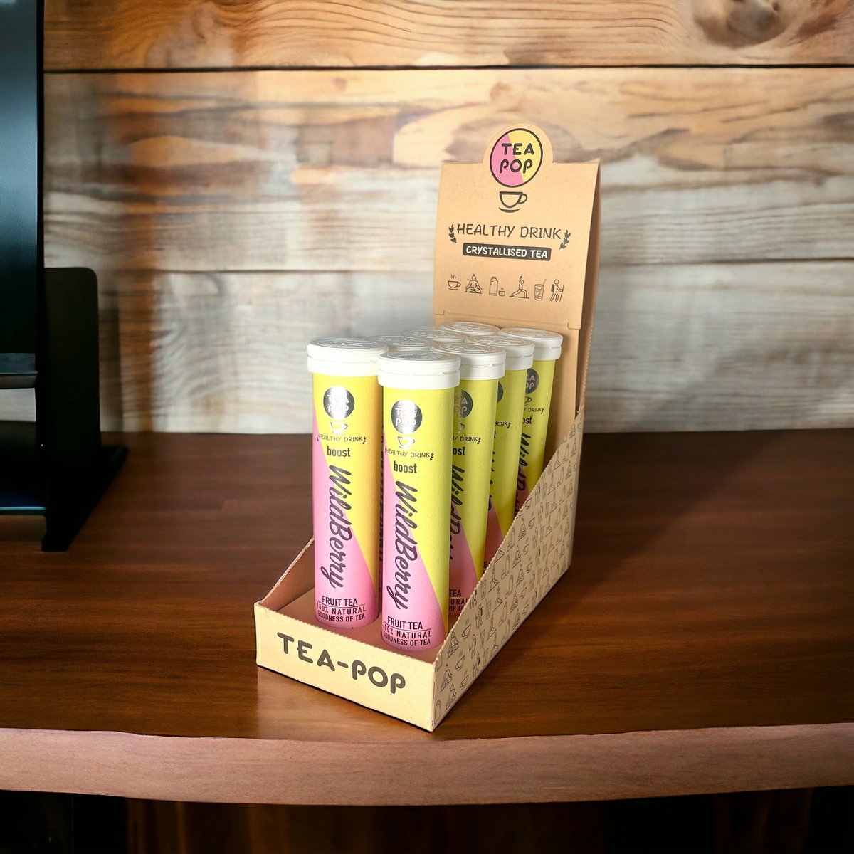 WildBerry Punch Tea-Pop, thé gourmand à infusion rapide (plateau de 8 tubes)