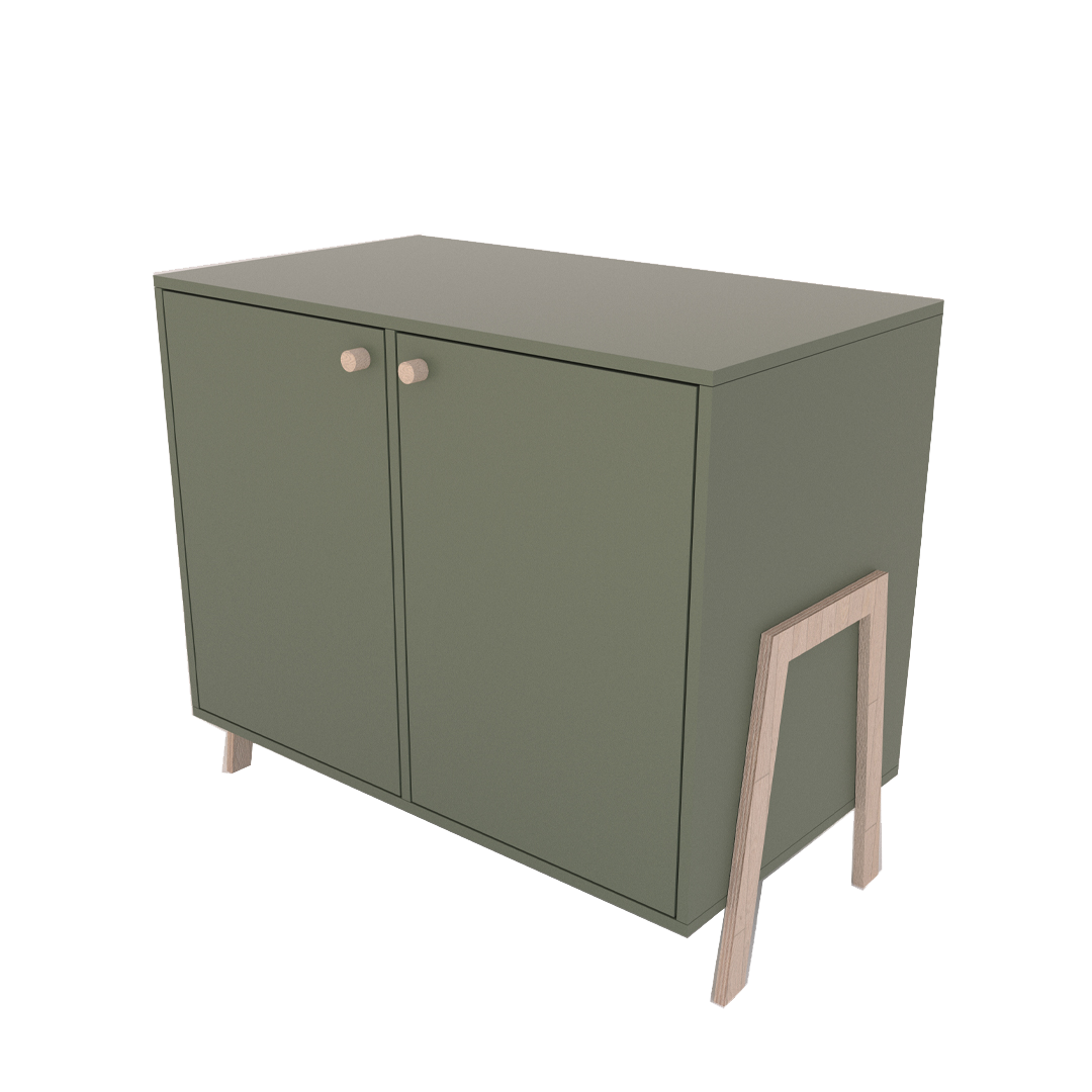 Commode Polly Basic met deurtjes - Groen