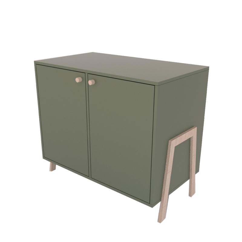 Komoda Polly Basic z drzwiami - Zielona