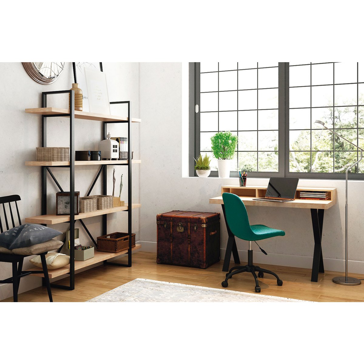X-LOFT STUDIETAFEL NOORDSE EIKEN / ZWART. OK1205 (8472)