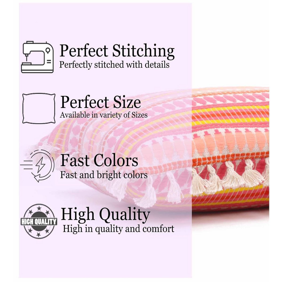 Kussenhoes | Geometrische roze geweven stof wit | 30x46cm