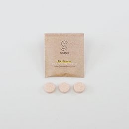 Bathroom cleaning tabs, biodegradable and vegan, low pH level, effective against limescale, no plastic waste.