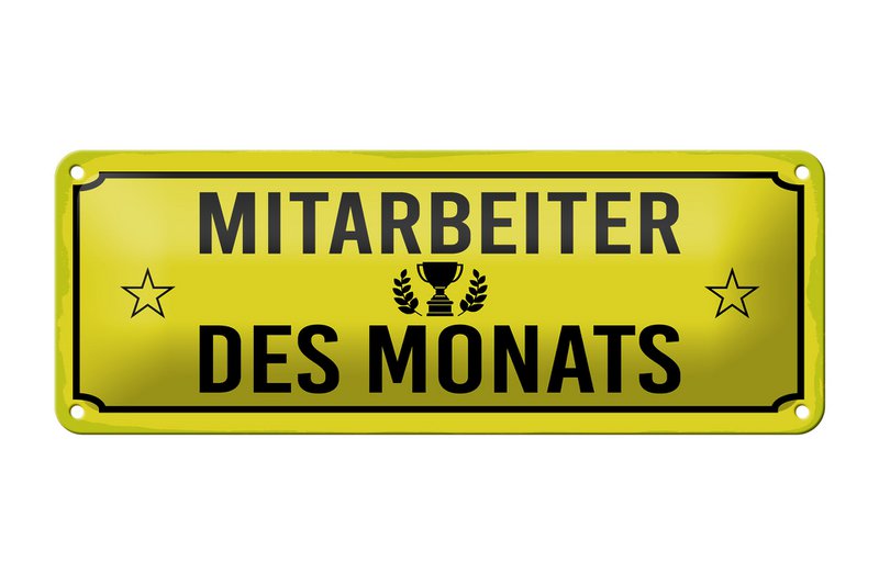 Targa in metallo nota 27x10 cm impiegato del mese cartello decorativo giallo