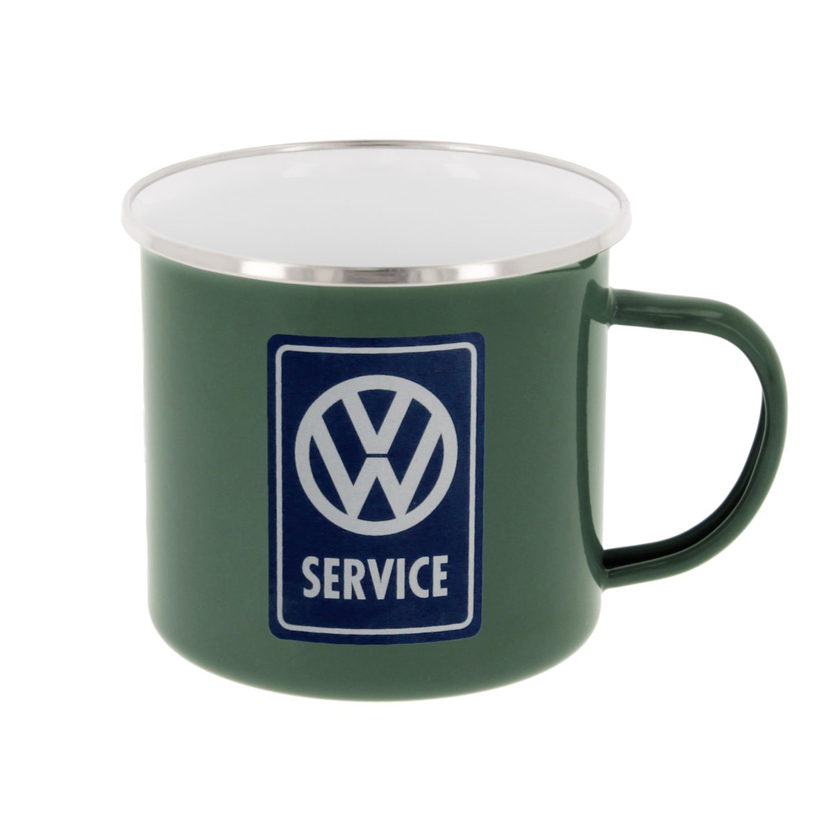 Volkswagen VW T1 Bus Emaillebecher 500 ml in Geschenkbox – Classic Bus/Petrol Blue