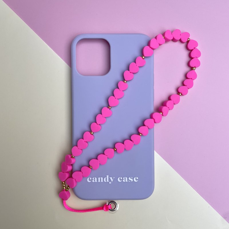 Telephone cord | Hearts | Neon pink