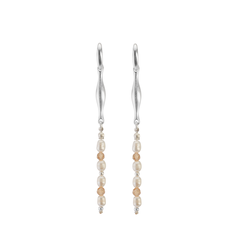 Boucles d'oreilles Perles avec Perle Blanche et Verre en Plaqué Argent