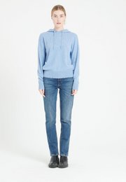 MIA 16 Kapuzenpullover aus Kaschmir mit himmelblauen gemeißelten Abschlüssen