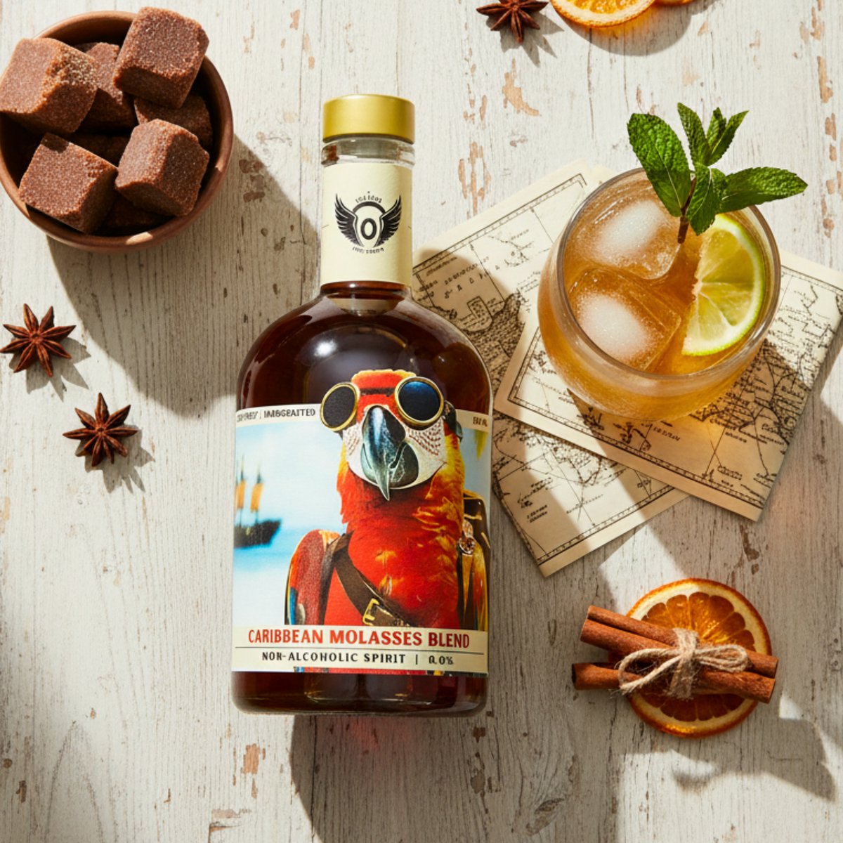 Volante Caribbean Melaza Mezcla 0.0% – Bebida espirituosa estilo ron sin alcohol – 700 ml