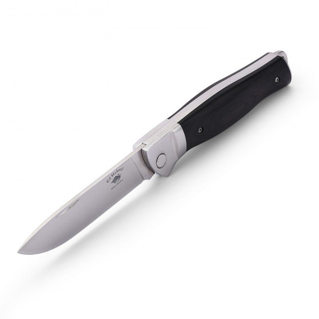 ED MAHONY Ebony Folder 3ème génération du couteau de poche de la série Ground Zero Liner Lock, 440C, bois Pakka noir