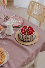 Woodrose linen tablecloth