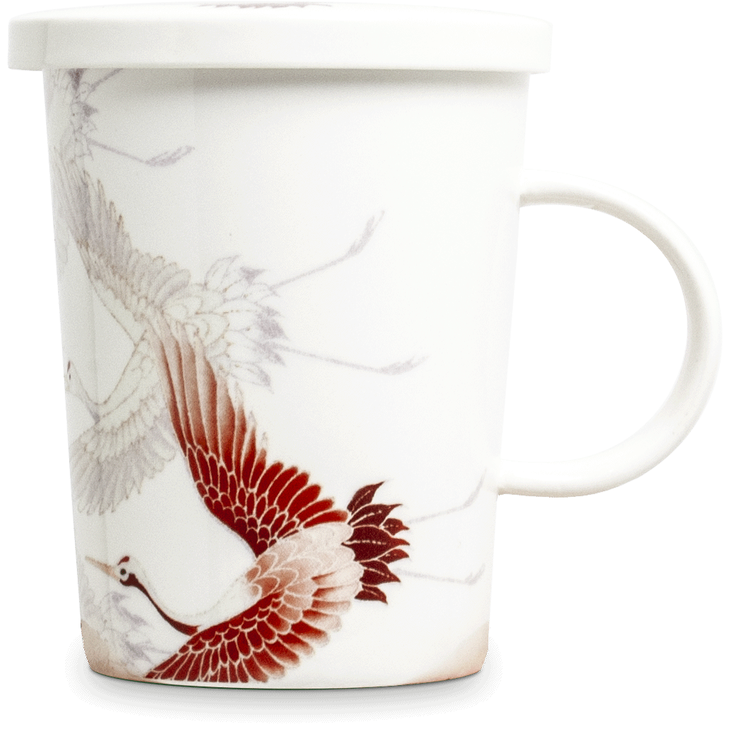 Edo Teamug set, Crane White, porc.filter, giftbox