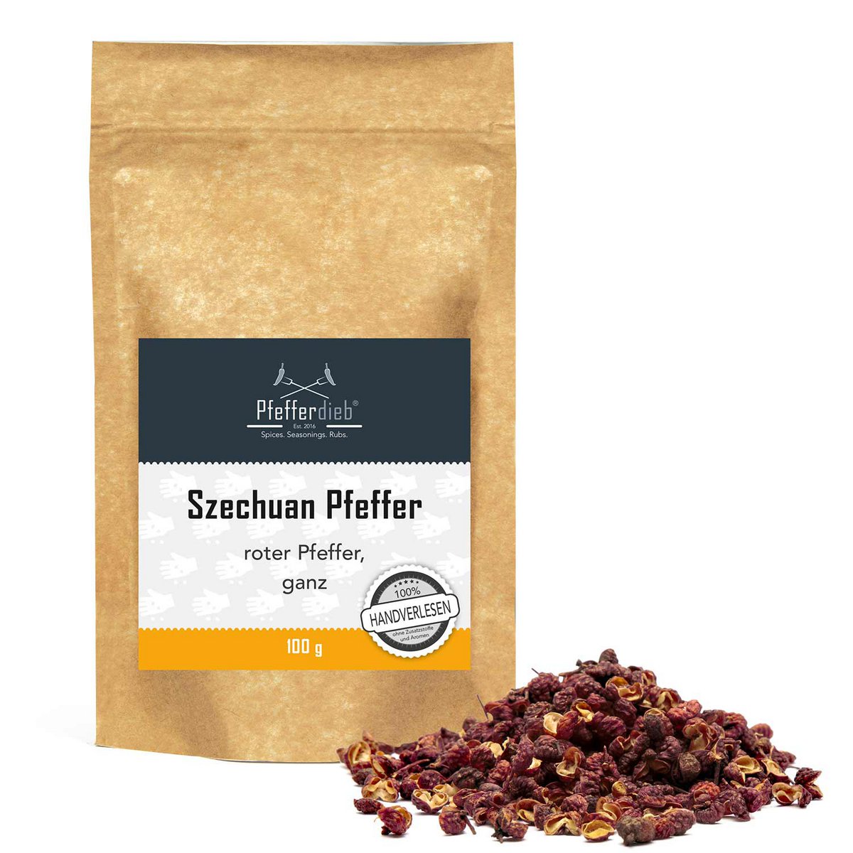 Pimiento rojo original de Szechuan, entero, 100g