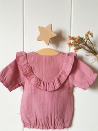 Baby pige mørk rosa t-shirt / 100% økologisk dobbelt gaze bomuld