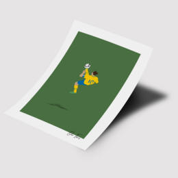 Minimalist poster featuring a ninja character in yellow and green colors.