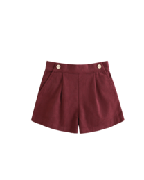 Short violet en velours côtelé pour fille avec boutons sur le devant P75-11604111