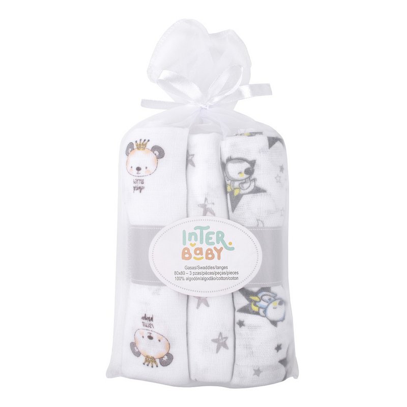 SWADDLES 80X80 - PACK3 - 100% COTTON - GRAY