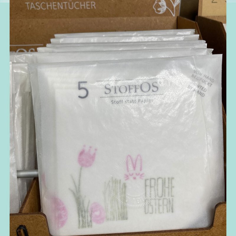 Test handkerchiefs Hand pressure 5er s motif osteredition green pink