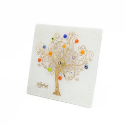 Square wall watch in Murano glass, favor gift idea, golden gold decoration