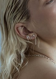 Brooklyn 5 Links Stud Earrings Silver