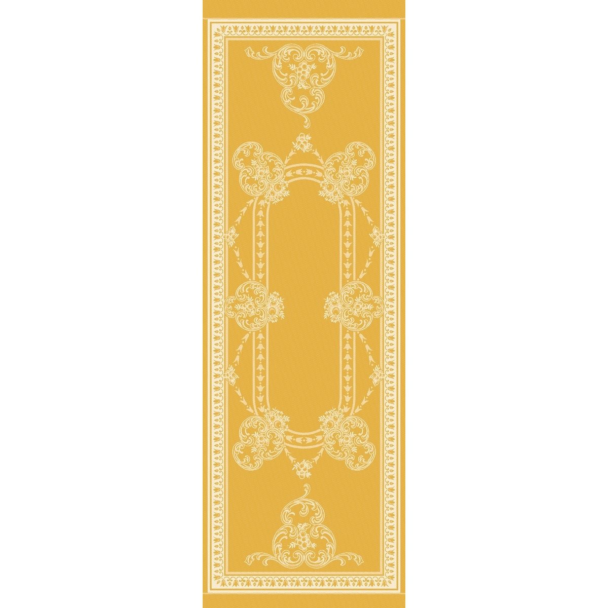 Linen tablerunner French melody - mangold