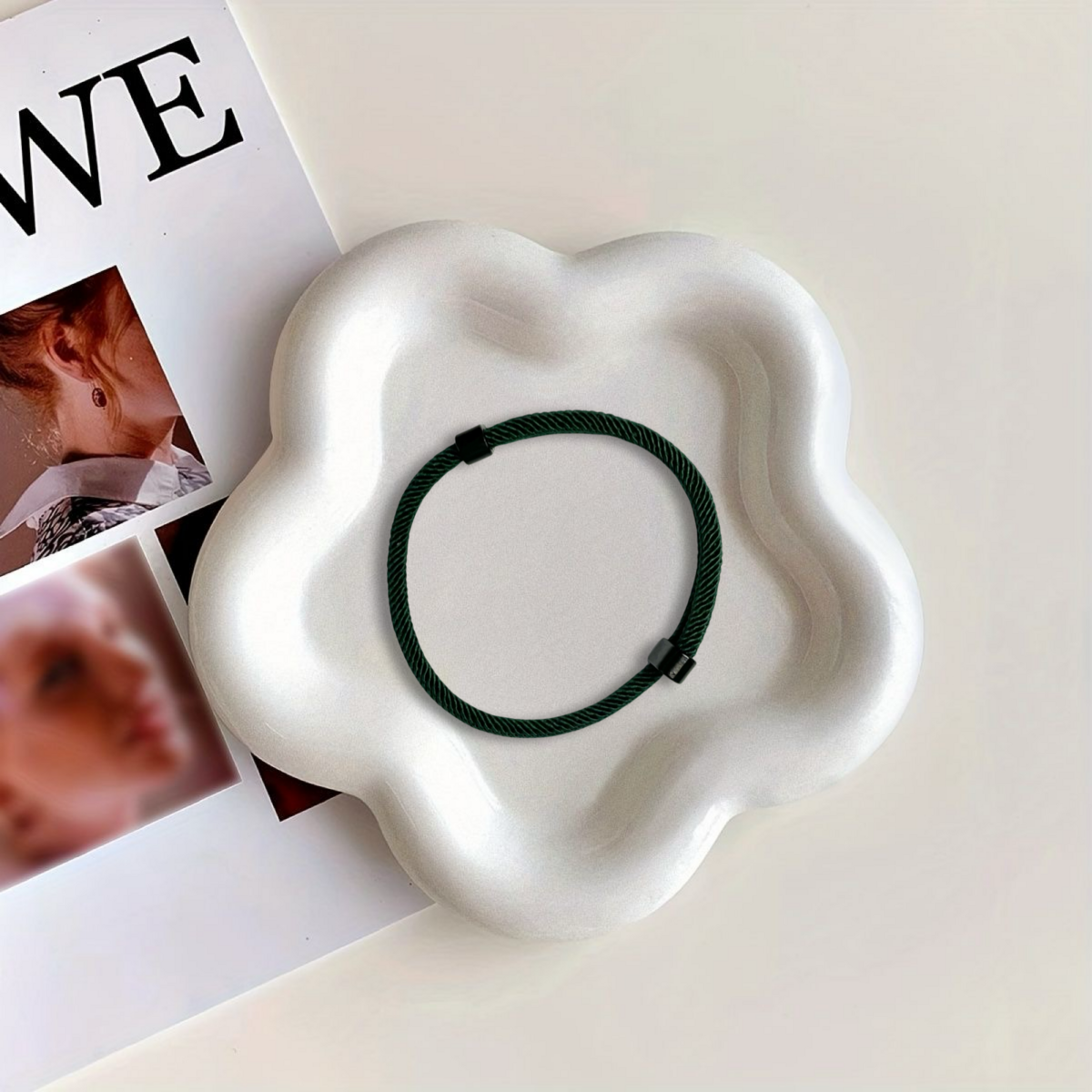 Bracelet corde vert foncé