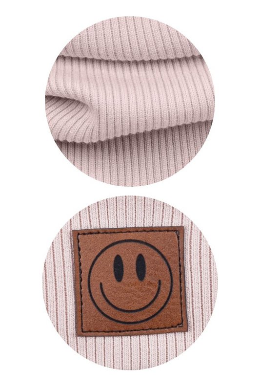 Komplet czapka i komin SMILE - bawełna - pudrowy róż