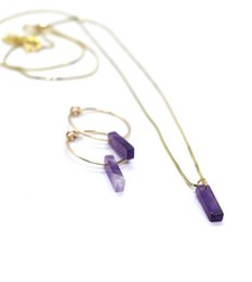 Handgemachte goldene Kette mit Ladrillo Amethyst