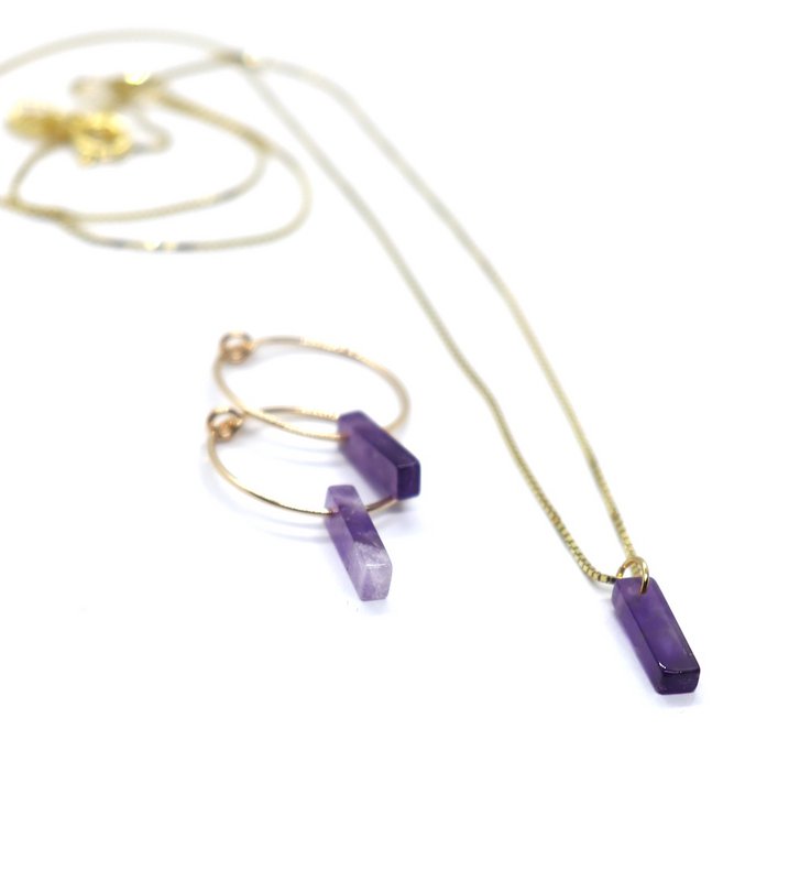 Handgemachte goldene Kette mit Ladrillo Amethyst
