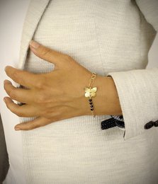 Bracelet papillon plaqué or 18 carats et cristal Golden Shadow