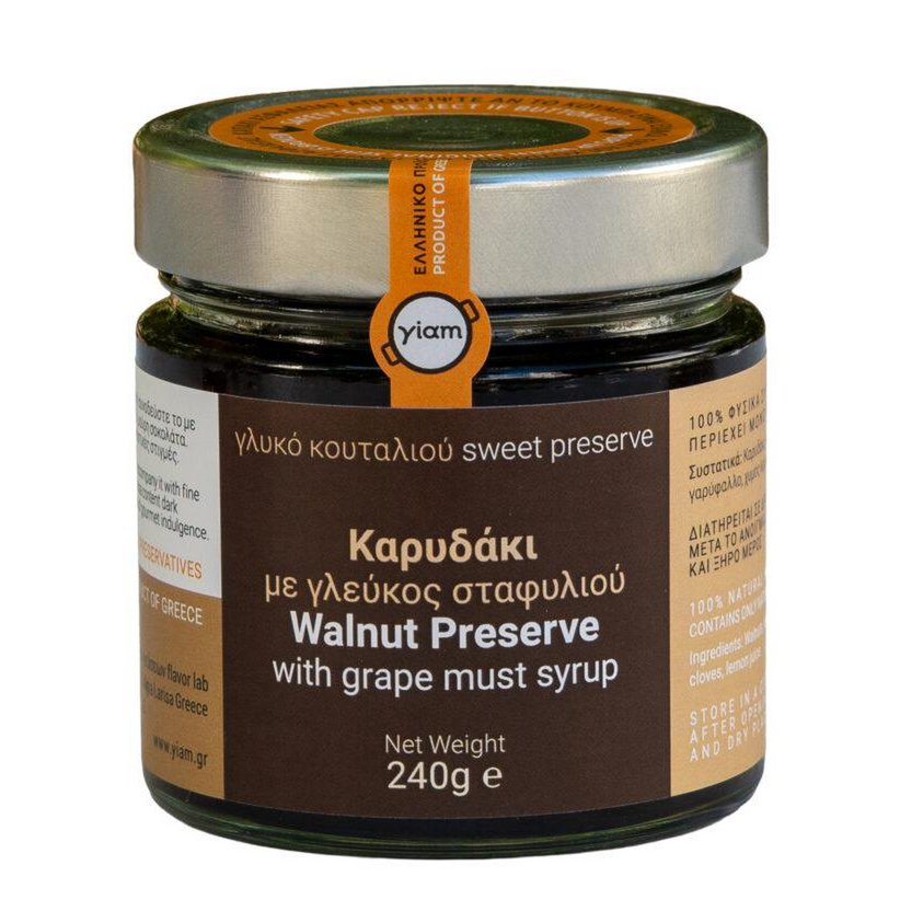 YIAM Greek Traditional Handmade Spoon Dessert Walnut with grape must, 450g, Limited Edition