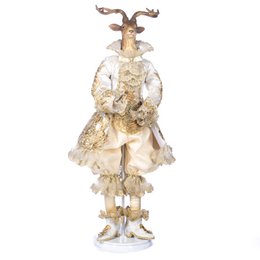 REGAL W.GENTLEM.DEER DOLL W/STAND&BOX CRM 73CM