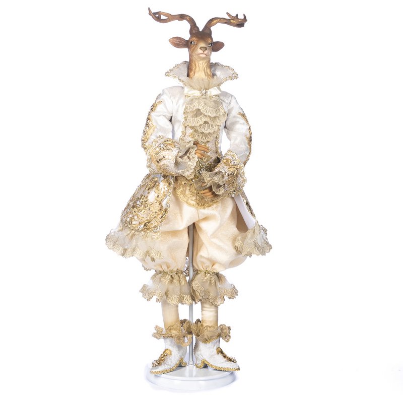 REGAL W.GENTLEM.DEER DOLL W/STAND&BOX CRM 73CM