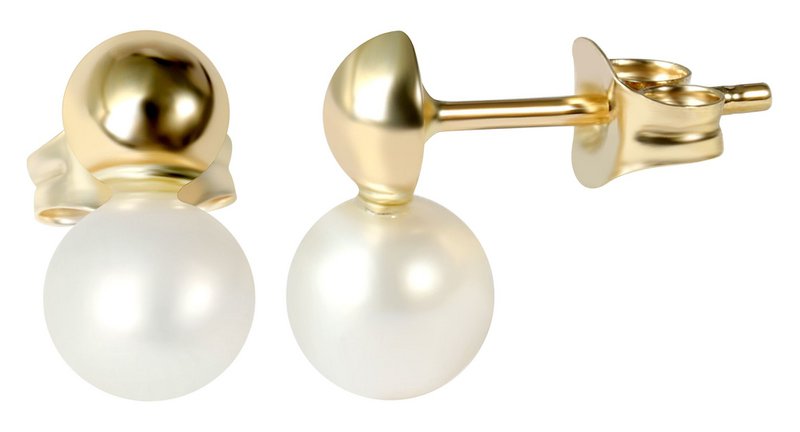 333/- Guld ørestikker med kulturperle Ø 5 mm, gult guld, 8 karat
