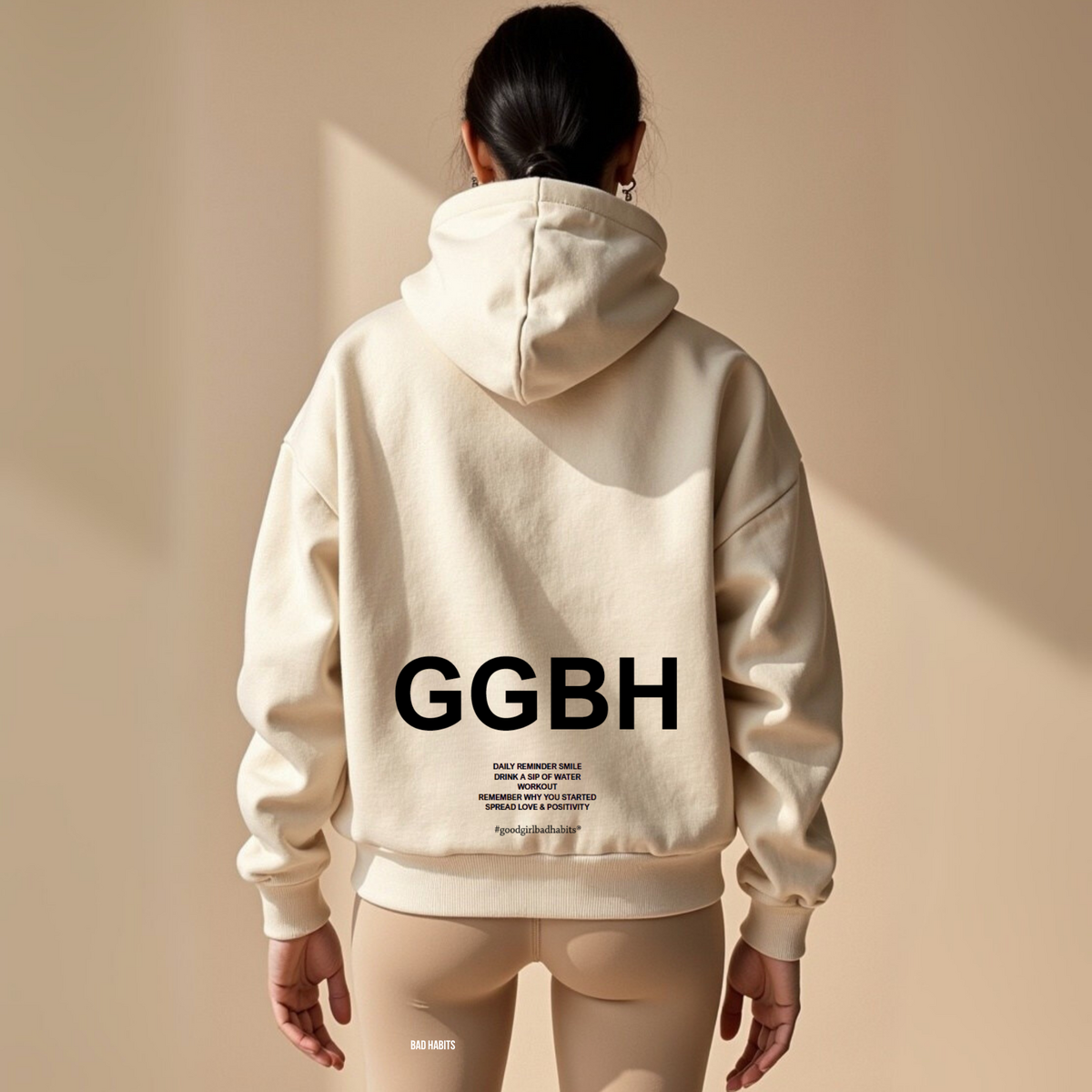 Hoodie met rits "GGBH" - zwart