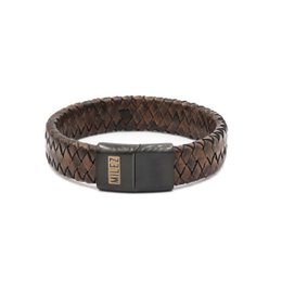 Leather men's bracelet brown - black closure