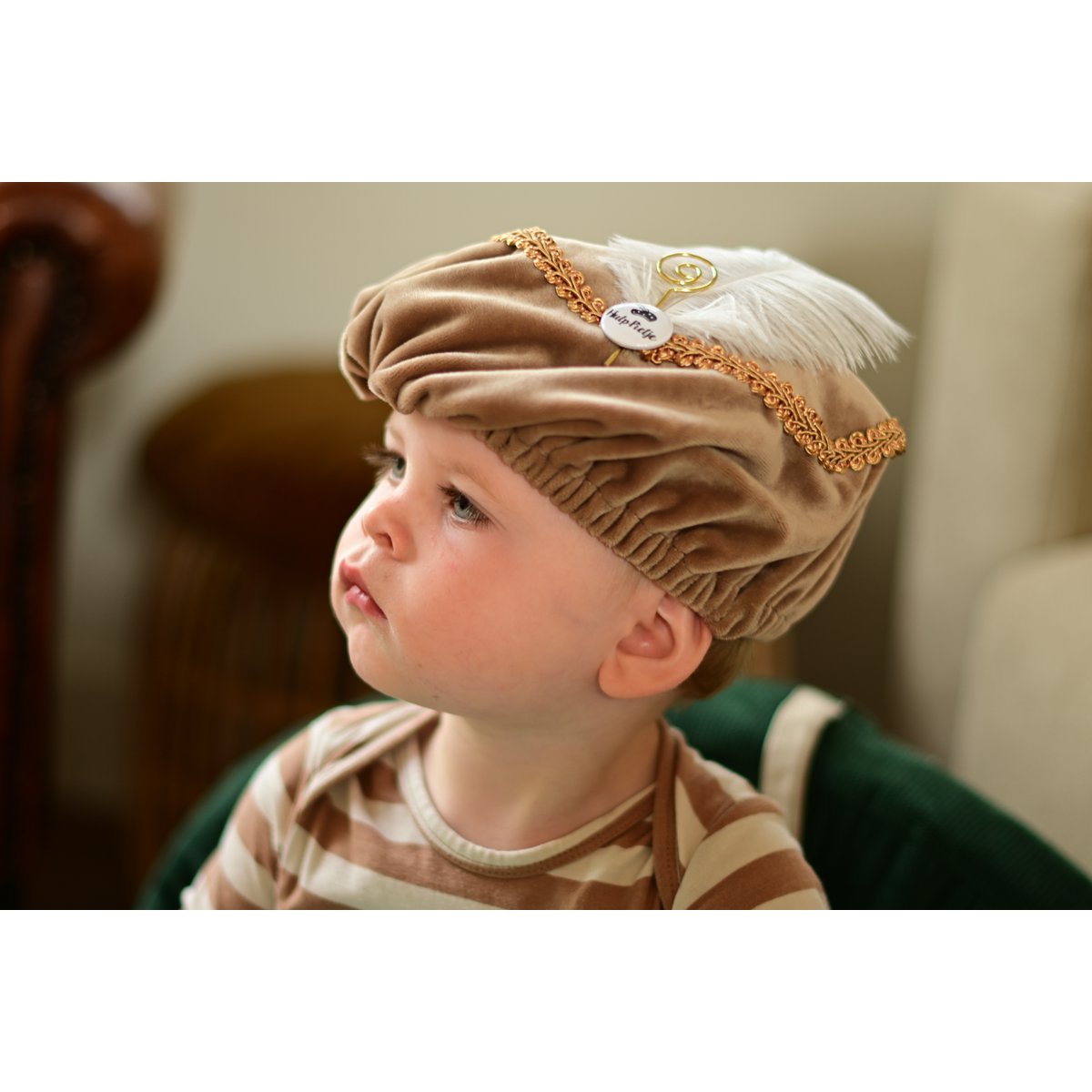 Luxe Pietenmuts | Brown velvet | Sint staf