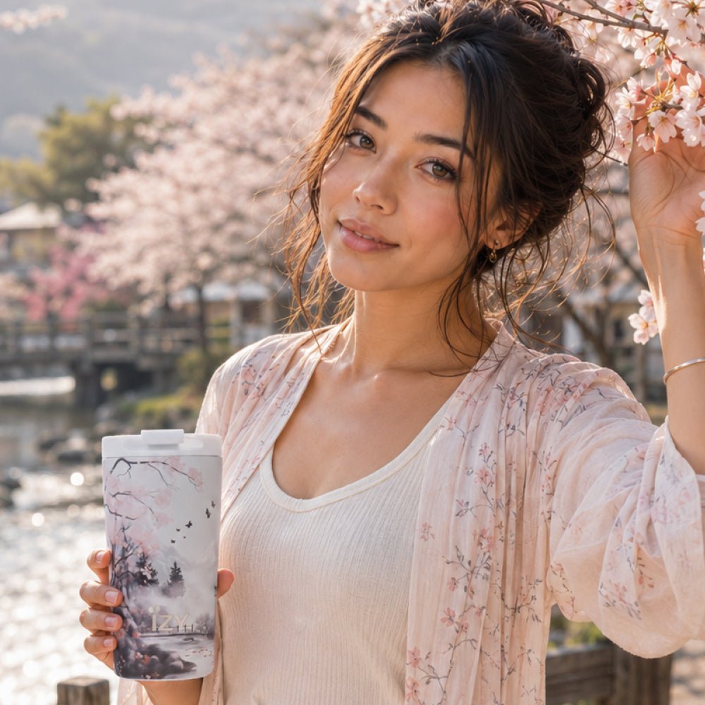 IZY Thermos Mugs - Sakura Dreams - 350ML To-Go Insulated Coffee mug