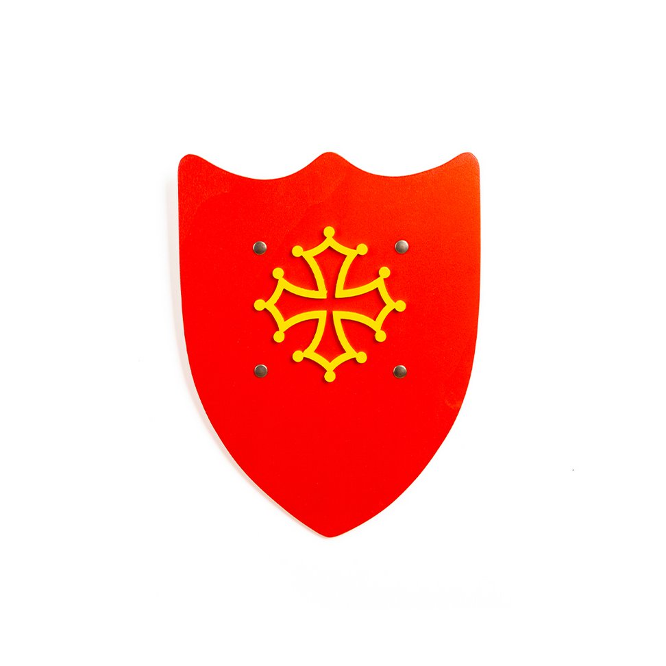 SHIELD HISTORIK L RED WITH OCCITAN CROSS - ST597