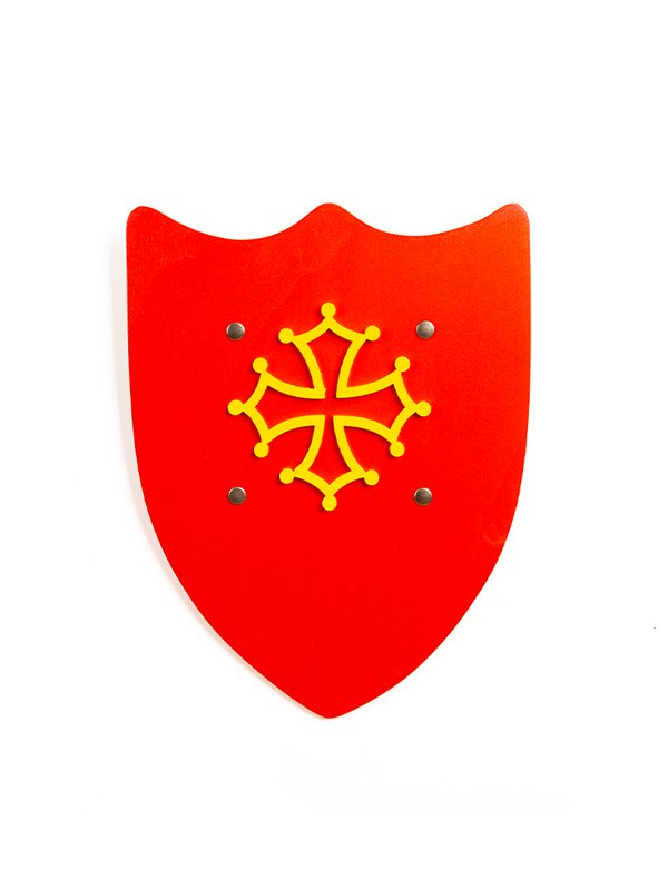 SHIELD HISTORIK L RED WITH OCCITAN CROSS - ST597