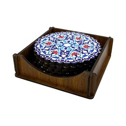 Holz-Untersetzer - 6er Set - Nelke - 9cm