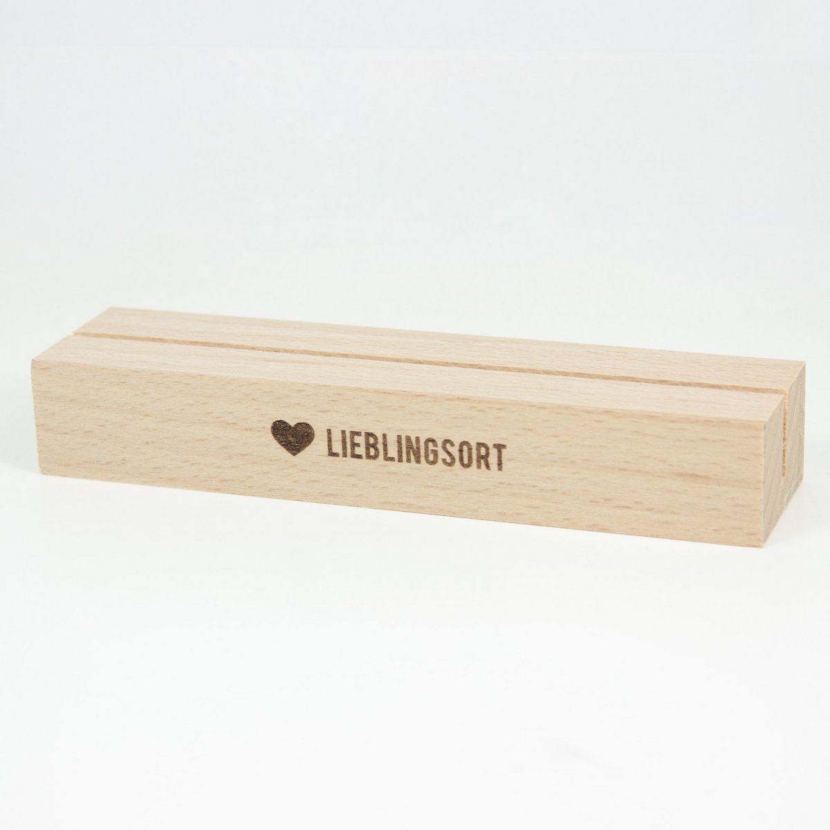 Card stand favorite place made of sustainable beech wood - card holder with heart engraving - maritime home accessory