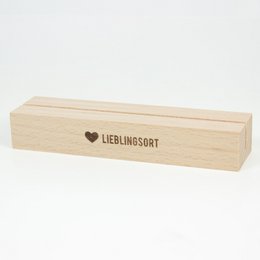 Card stand favorite place made of sustainable beech wood - card holder with heart engraving - maritime home accessory