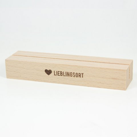 Card stand favorite place made of sustainable beech wood - card holder with heart engraving - maritime home accessory