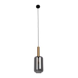 Lampe à 1 pendentif "Fumo", lampe à pendentif en métal et en verre en noir, avec une douille E27, pour salle à manger, salon, couloir ou bureau, lampe suspendue 150 x 22 cm