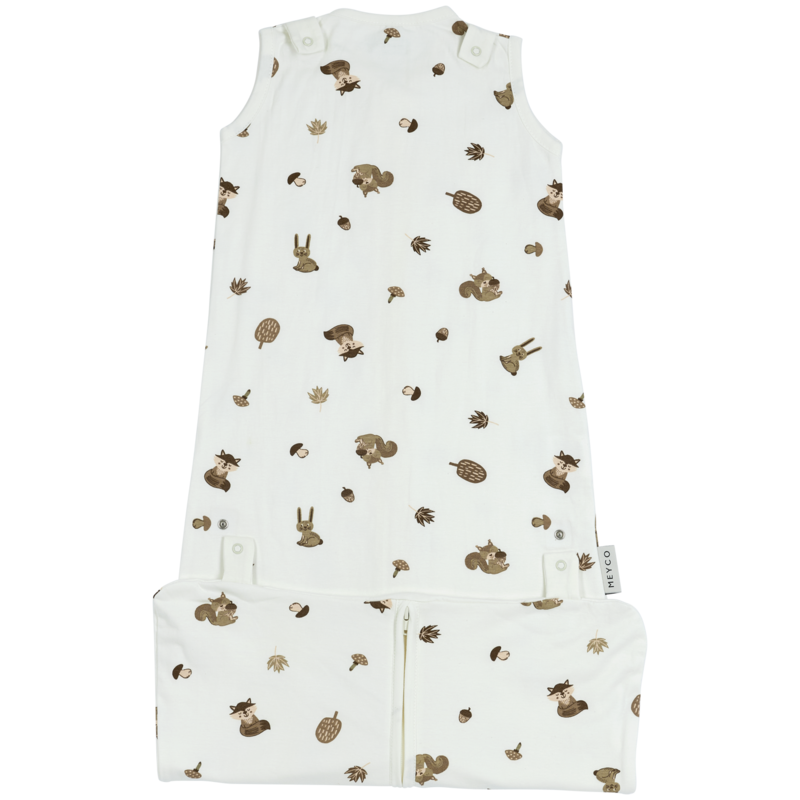Sovepose 4-sæson interlock jersey Skovdyr Sand one size