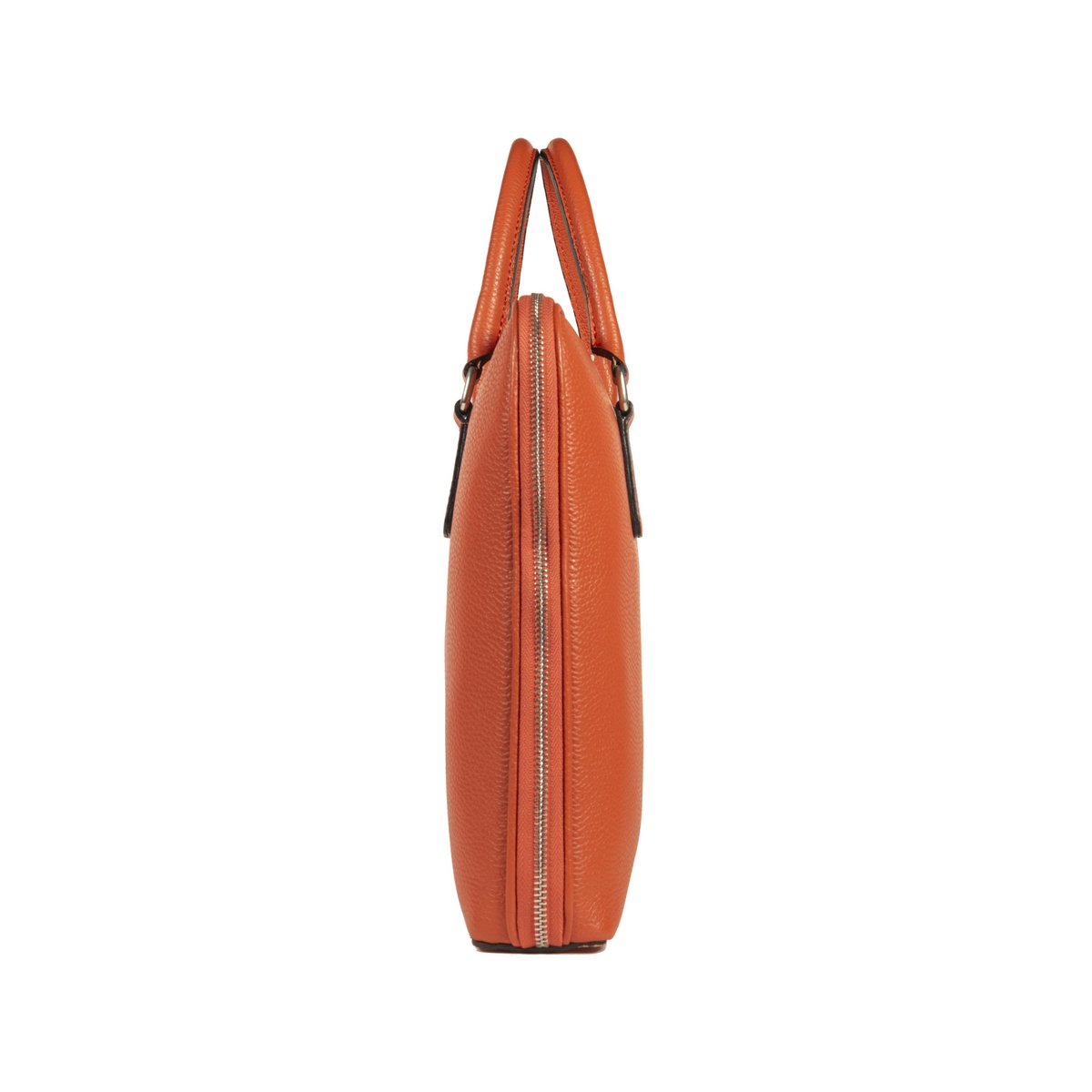 RB1019L | Maletín de negocios unisex en piel auténtica Made in Italy con bandolera extraíble. Fijaciones con mosquetones de metal níquel brillante - Color naranja - Dimensiones: 37 x 29 x 6,5 cm