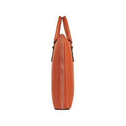 RB1019L | Unisex zakenaktentas van echt leer, gemaakt in Italië, met afneembare schouderband. Opzetstukken met glanzende nikkelen metalen karabijnhaken - Oranje kleur - Afmetingen: 37 x 29 x 6,5 cm