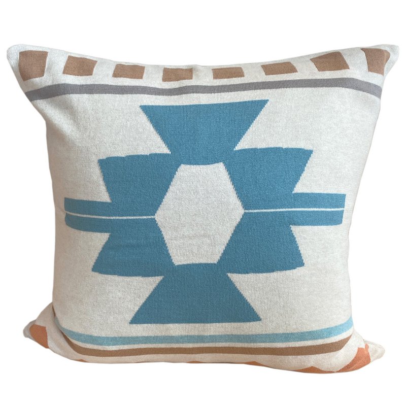 Ane Pillow-Cover Blue, Soft Jacquard Knitted Cotton